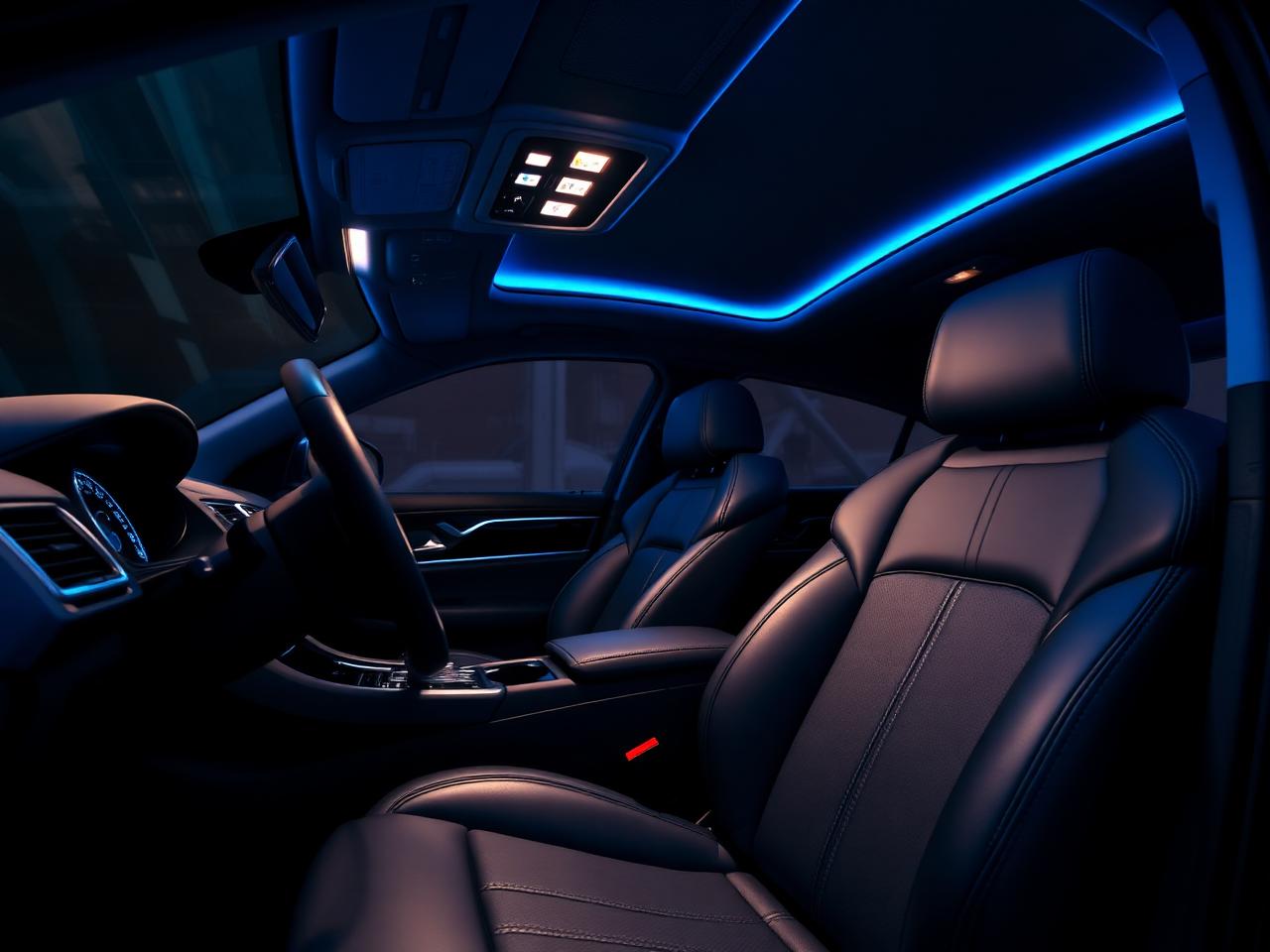 Conditioned leather interior with ambient lighting